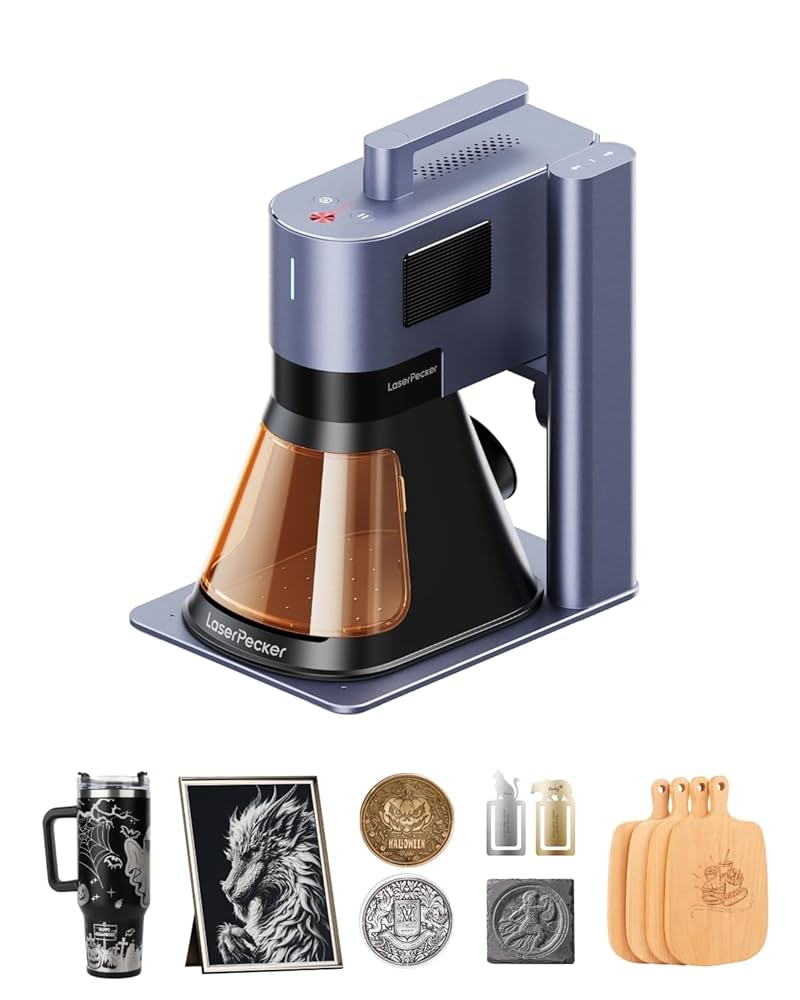 LaserPecker Pro + Material Packセット 新品 LaserPecker LP5 (Deluxe) 20W Fiber&Diode Dual Laser Engraver